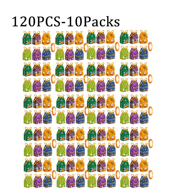 120pcs Halloween Gift Box Cartoon Pumpkins Candy Cookie Packaging Paper Boxes Happy Halloween Eve Party Supplies Decoration Mixe