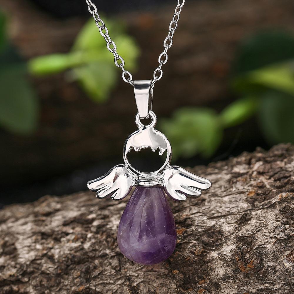 Natural Crystal Pendant, Amethyst, White Crystal, Little Angel Pendant, Jewelry