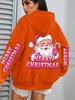 Women's Pink Santa Claus Christmas Hoodie with Pockets - Autumn/Winter