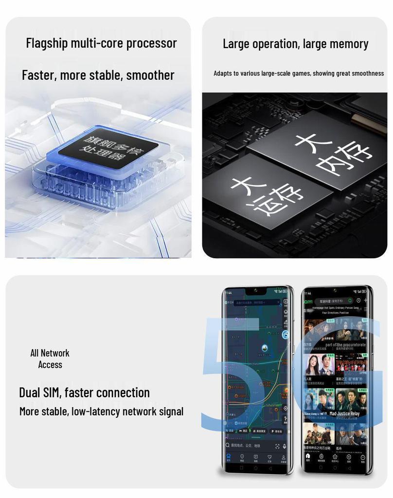 S100 UltraMax Smart 5G Phone: Large Curved HD Screen, Perfect for Gaming & Streaming