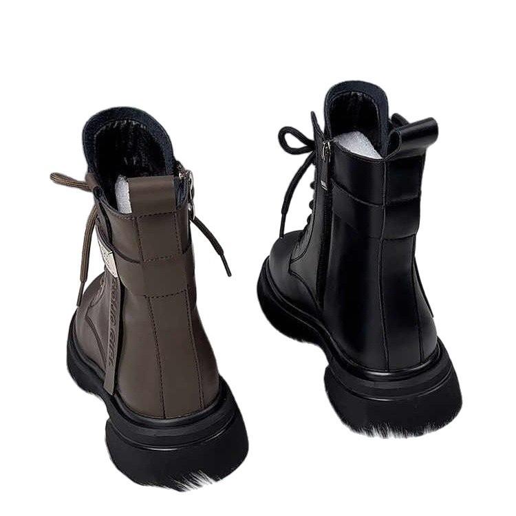 Thick Soled Short Boots for Women  New Autumn and Winter Round Toe Single Boots with Plush and Thickened Short Boots
