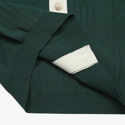 KHALHON Curly Collar Knit Sweater (Dark Green)