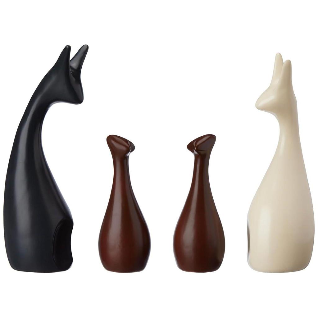 Home Decor Happy Deer Family Matte Finish Ceramic Figures (Set of 4, Multicolor)