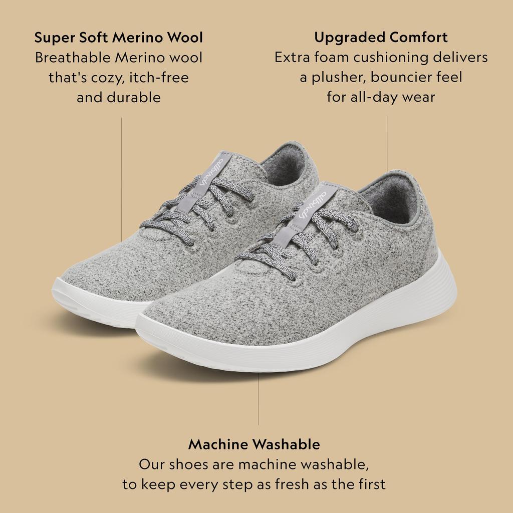 Allbirds WOOL RUNNER GO Mittelgrau Größe cm Herren-Sneaker, (Blizzard Sohle), 26,0