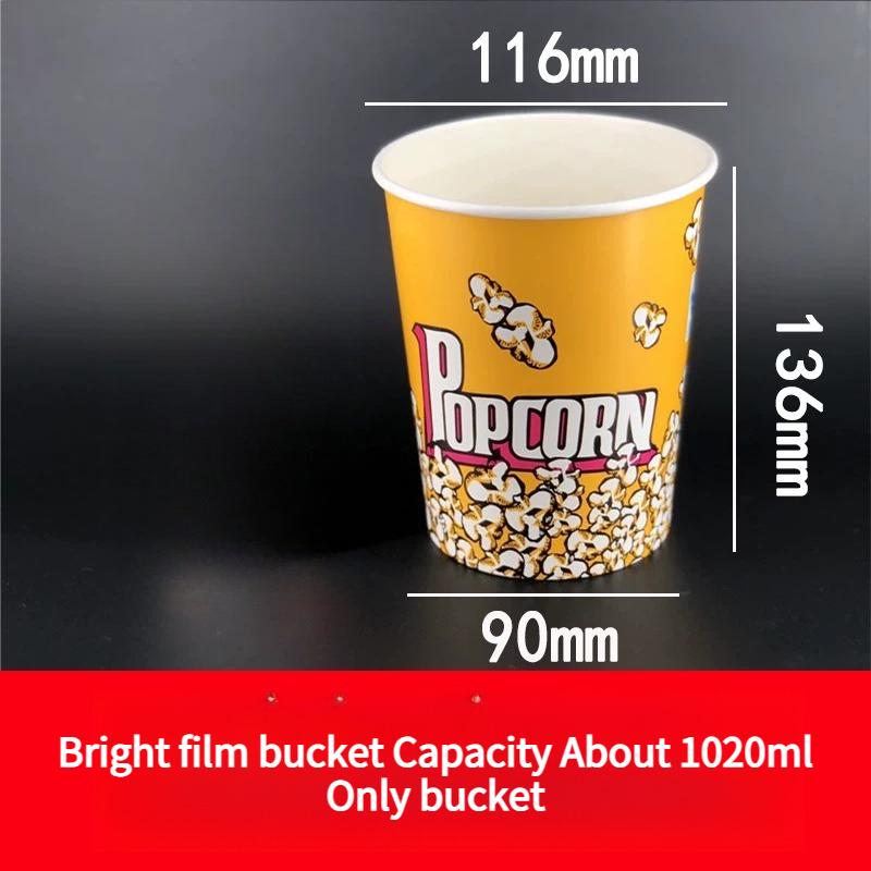 Large Capacity Popcorn Bucket Disposable Food Grade Paper Bucket Thickened Packag Box for Cinemas Oil Proof and Leak Proof Snack Packaging Container