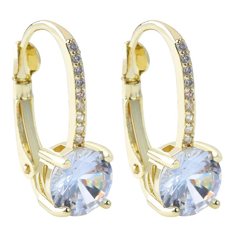 Fashion Jewelry Niche Design Sense Gold Diamond Four Claw Ear Hook Ins Fashion Creative Women S Earrings 18K золотой