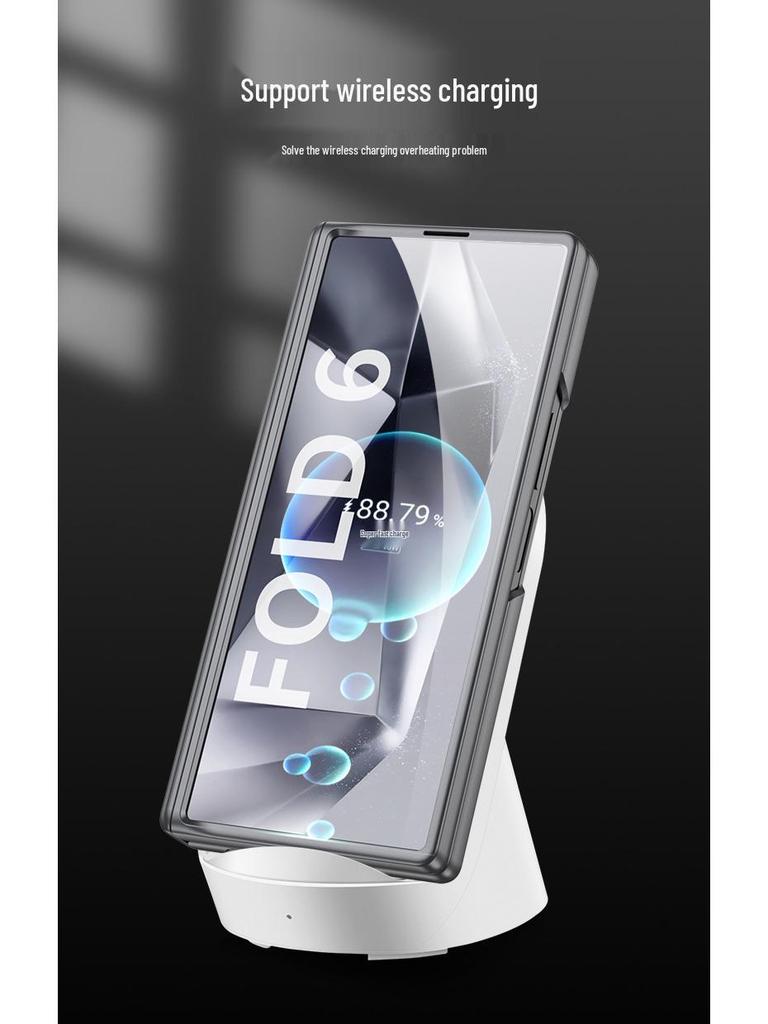 Samsung Z Fold6 Case: Plain Leather, Magnetic Hinge, Integrated Screen Protector, Creative Cross-Border Design