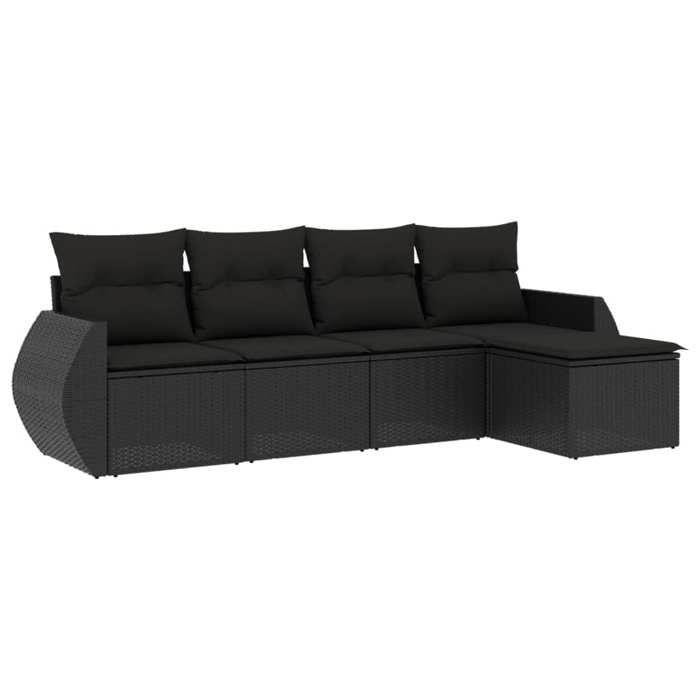 VidaXL Garden Lounge Set with Cushions 5 Pcs, Patio Sofas, Patio Furniture Set, Outdoor Furniture, Black 3253622