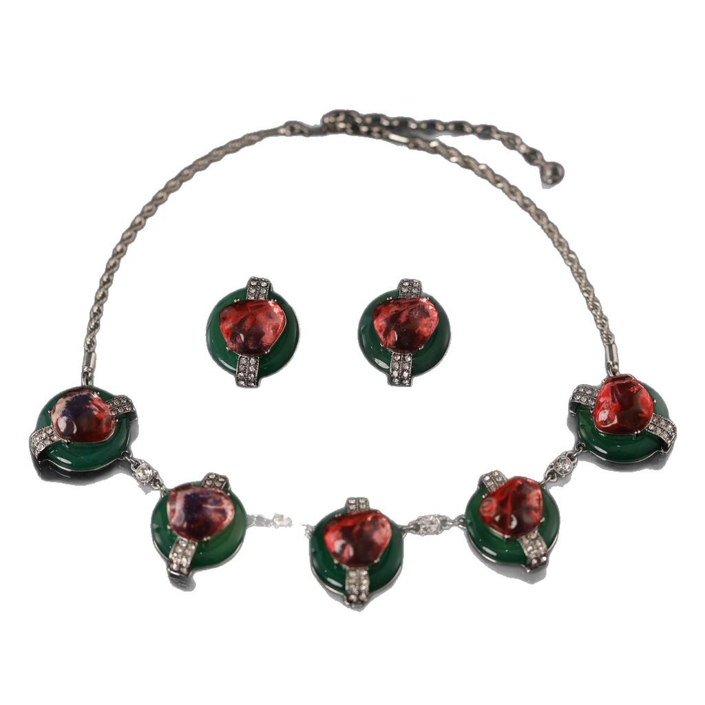 Medieval 25 Winter French Retro Suit Collection Temperament Premium Copper Alloy Stud Earrings Necklace