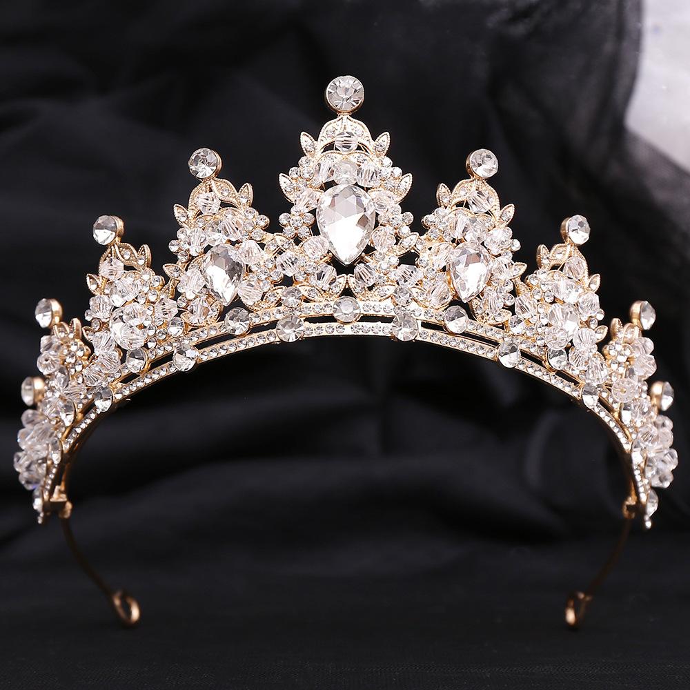 

Новая повязка на голову для свадьбы и дня рождения, многоцветная свадебная корона в стиле барокко с хрустальными листьями, вышитая вручную.