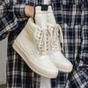 Men's High-Top Trendy Spring Sneakers, European and American Style, Thick-Soled Height-Enhancing Short Boots.