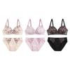 Bra and Panties 6 Types To Choose Embroidered Lace Lace [Shirohato] Non-wired 3-Piece Set, From & One-Tone (C Type, D65)