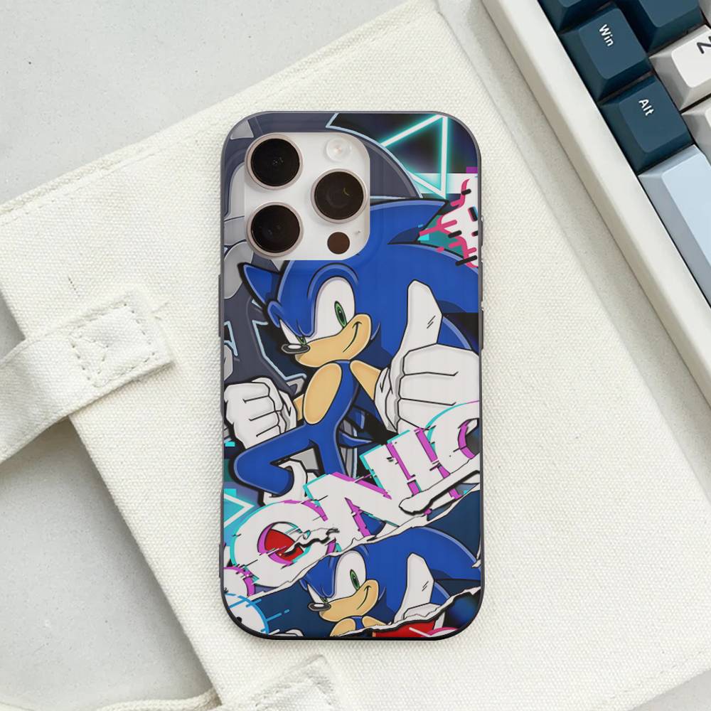 Anime S-Sonic H-HedgehogES For IPhone 16 15 14 13 12 11 17 Pro Max Plus Wave Corrugated Phone Case Anti Drop Cover