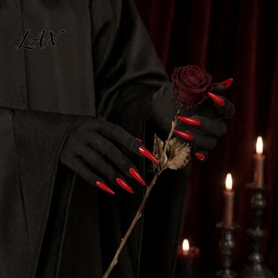 Elastic Polyester Costume Gloves 1 Pair Halloween Ghost Claw Gloves, Long Fingernail Witch Scary Cosplay Handwear Accessory, Dark Party Performance