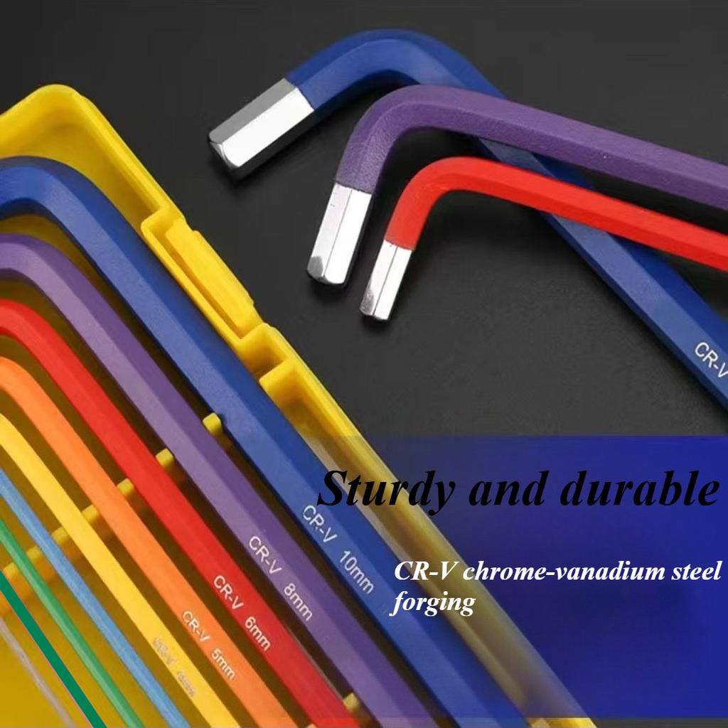 9Pcs Bicycle Hex Key Set Colorful Hexagon Spanner Flat Ball Opening Wrench MTB Road Bike Repair Tool Kit