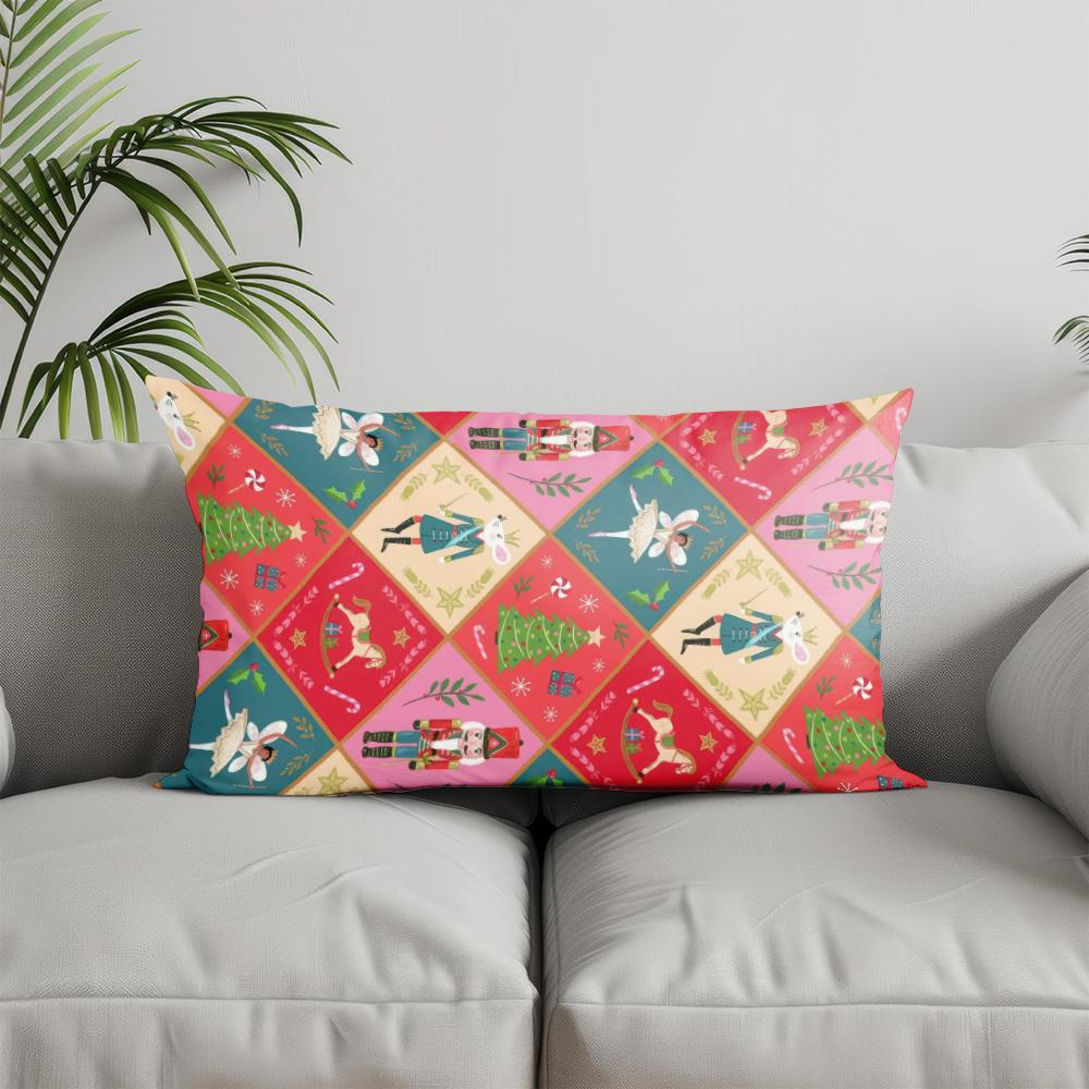 Home Decor Festive Icons Printed Pillow Cover Suitable For Sofa Bedroom Car Pillow Cover Cushion Rectangular Back Cushion