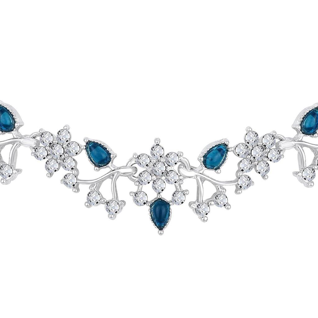 American Diamond AD with Colorful Crystal Necklace Jewellery Set for Women/Girls | Perfect for Weddings, Parties & Festive Occasions