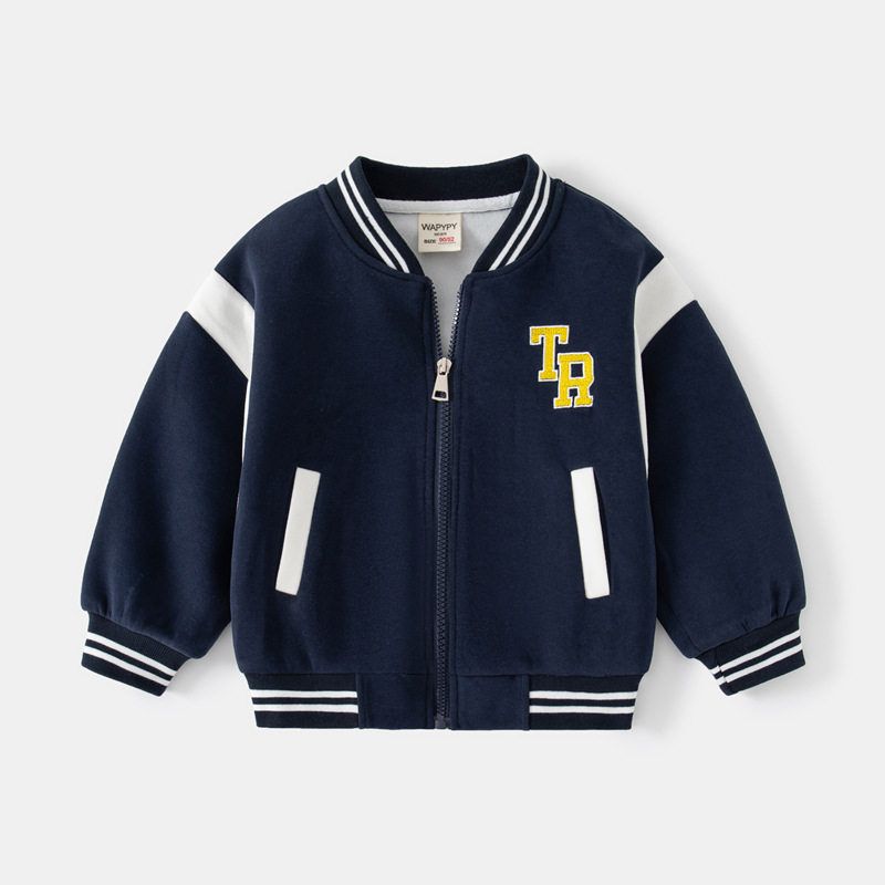 Baseball Uniform Outwear Spring and Autumn Boy's Zipper Shirt Sweatshirt Thickened Korean Style Children's Clothing Baby Boys' Letter Clothes