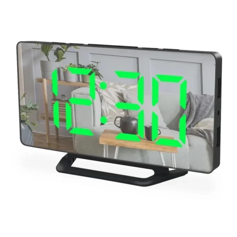 

Светодиодный цифровой будильник с зеркалом, настольные электронные настольные часы с USB-будильником и функцией повтора сигнала. 3 будильника.