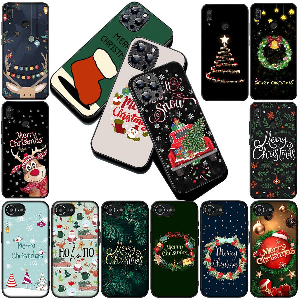 Snow Merry Christmas Tree Deer gift Silicone Phone Cover for Apple iPhone 17 Air 12 13 Pro Max Mini ProMax 7 + 8 Plus Soft Case