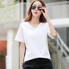 Summer new solid color cotton t-shirt slim white t-shirt women's thin short sleeves, white, collar T