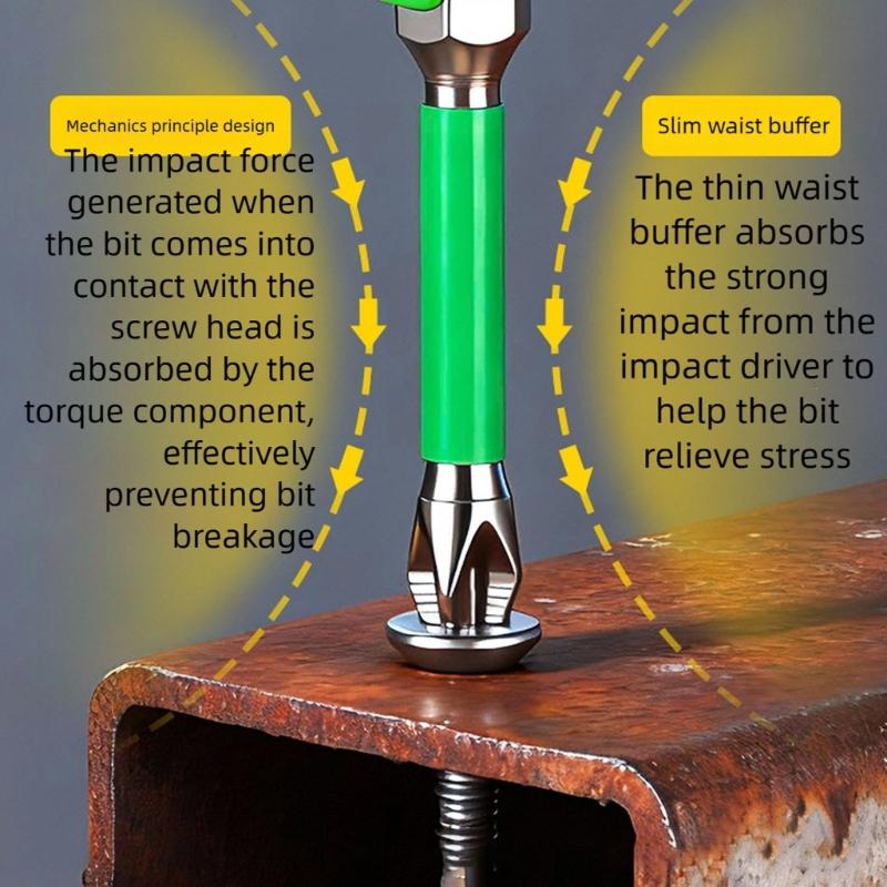 4Pcs High Hardness Alloy Steel Magnetic Spring Loaded Hexagonal Shank Screwdriver Bit For Electricians, Mechanics