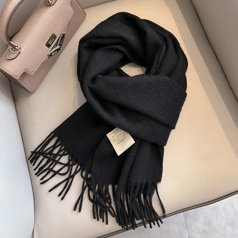 Winter Narrow Scarf 28 Color 100% Wool Scarf Hot Selling Solid Color Scarf Men's and Women's Universal Warm and Cold Proof Scarf