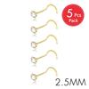 5Pcs CZ Gem Stainless Steel Nose Piercing Stud Crystal Nariz Body Jewelry S L Bone Shape Nostril Rings for Women Girl 20g 0.8mm