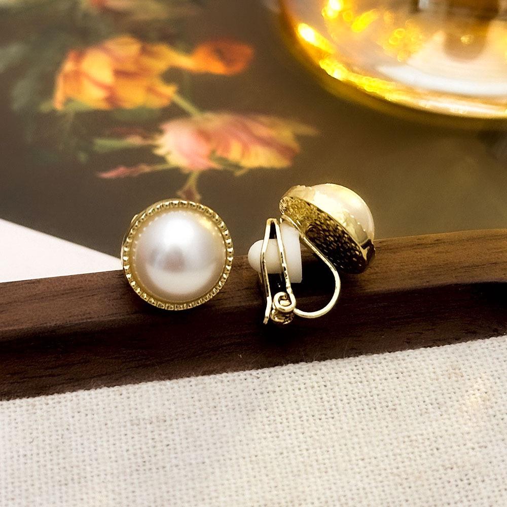 

Винтажные французские овальные клипсы с жемчугом для непроколотых ушей