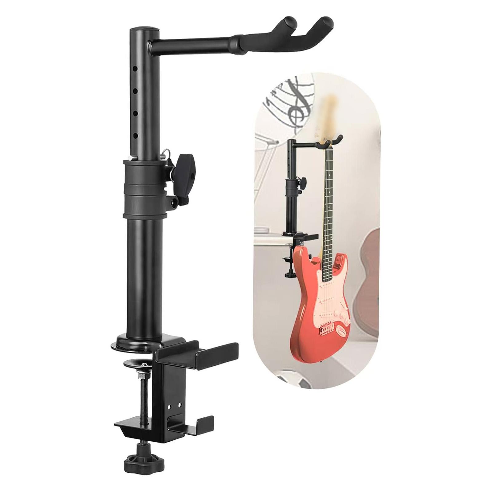 

Guitar Hanger Desk Mount with Clips Heavy Duty Adjustable Height Holder for Acoustic Electric Guitar Bass Ukulele