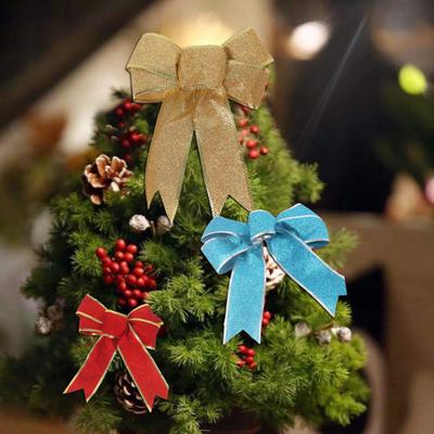 Matt Glänzend Drahtgebunden Gebunden DIY Weihnachtsschleife Weihnachtsbaum Schleifenband Schleifenknoten Anhänger Geschenkbox Deko Partyzubehör