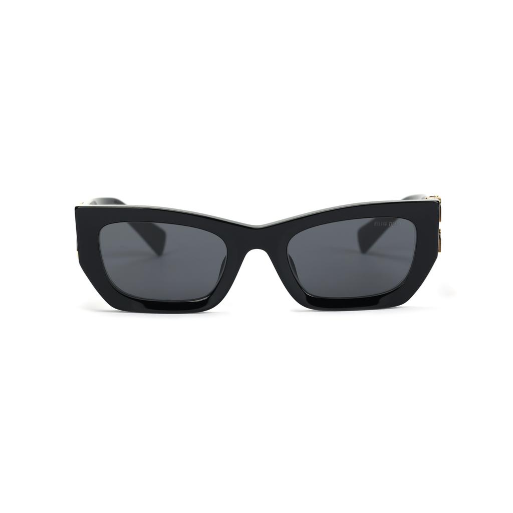 Miu Miu Letter Engraved Irregular Frame Sunglasses Women sunglasses Black 0MU09WS1AB5S053