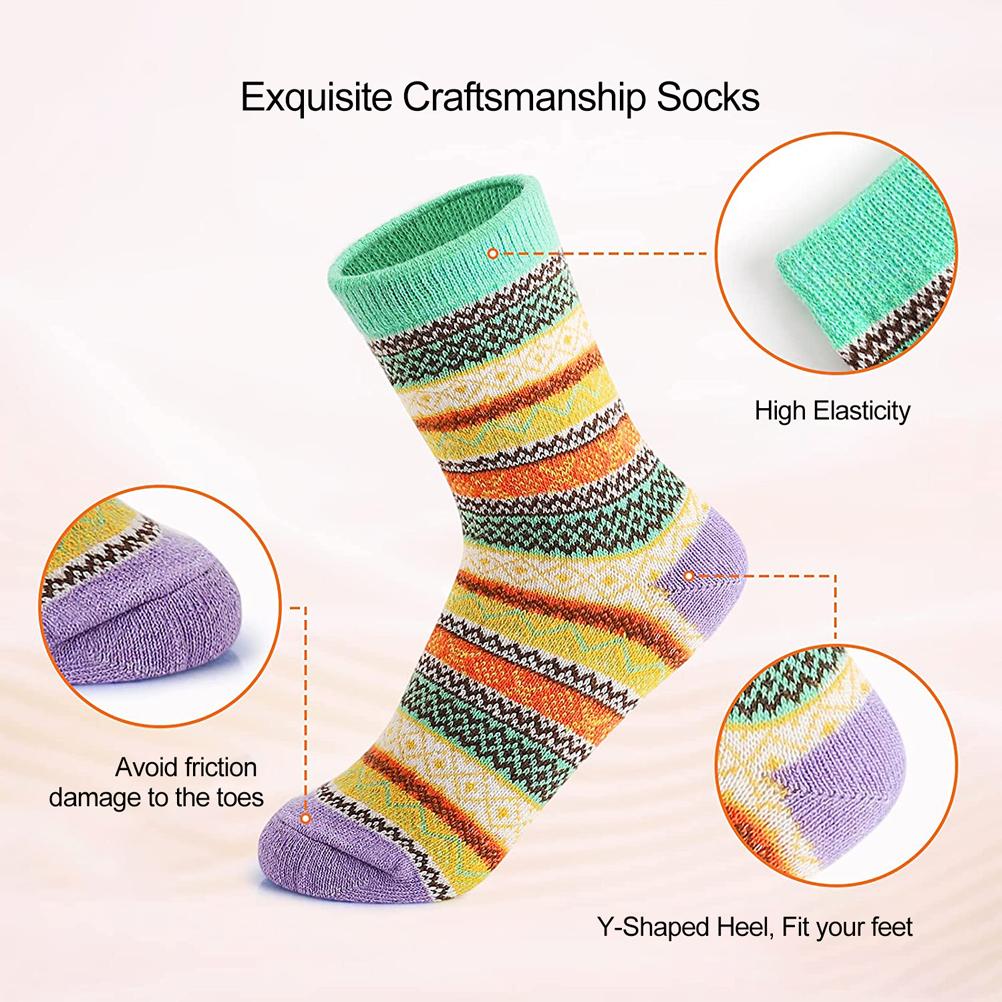 5 Pairs Christmas Wool Socks for Women Men Vintage Winter Warm Thick Cozy Socks Knitted Casual Soft Socks Sports Socks