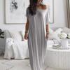 Milk Silk Long Dress With Splicing Design For Casual Summer Wear