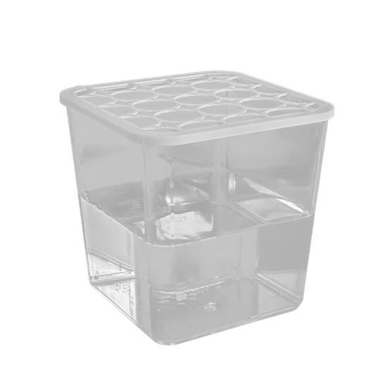 1/2/4Pcs Mini Flowerpot Round Hole Lid Transparent Design Easy Flower Arrangement Square Plastic Pot Home Decor
