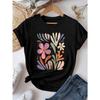 Artistic Floral Patch Graphic Chic Printed Fresh Trendy Summer Short Sleeve Round Neck Tee Fashion Y2k Casual Tshirt Women