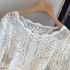 Dimanaf 2025 New Summer Basic Shirt Women Lace Blouse Tops Tees Casual Loose White Short  Tees
