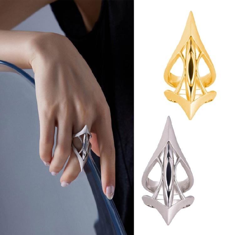 Silber Gold Stachelige Reißzähne Punk Ring Verstellbar Metall Offener Ring Hochwertiger Ring