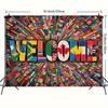 1 Welcome Home Background Banner - Colorful World Flag Design, Durable Polyester Reusable Photography Background Fabric