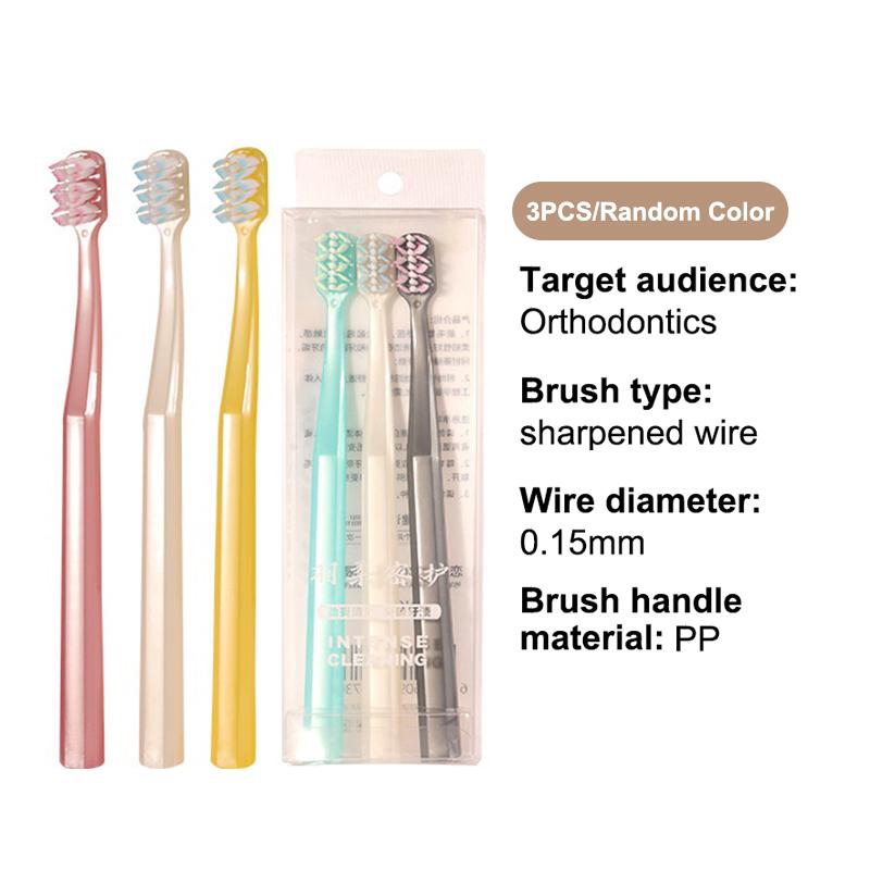 1/3 Pcs Ultra-Fine Soft Waves Head Manual Toothbrush Soft Fiber Deep Cleaning Toothbrush Portable Household Travel Cleaning