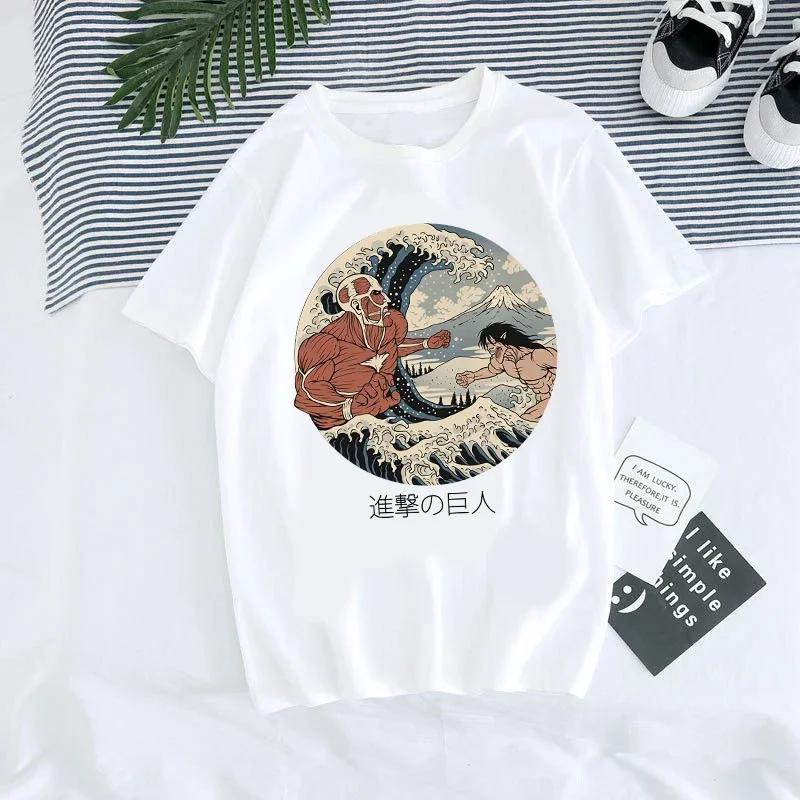 Japanese Anime T-shirt Attack On Titan T Shirt Unisex Kawaii Cartoon Titans Attack Graphic Tees Female Harajuku Summer Tops