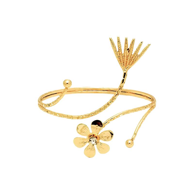 

Металлический открытый браслет Бабочка и цветок с инкрустированными бриллиантами