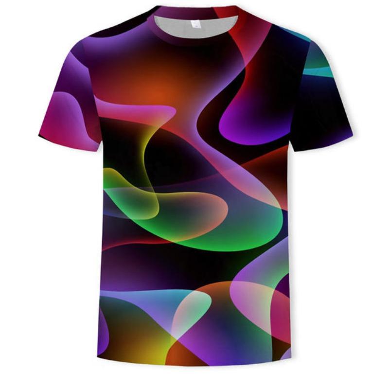 Summer Fashion Colour Light Spectrum Men T-shirt New Casual Printing Fun Tees Trend Personality Leisure O-neck Short Sleeve Tops