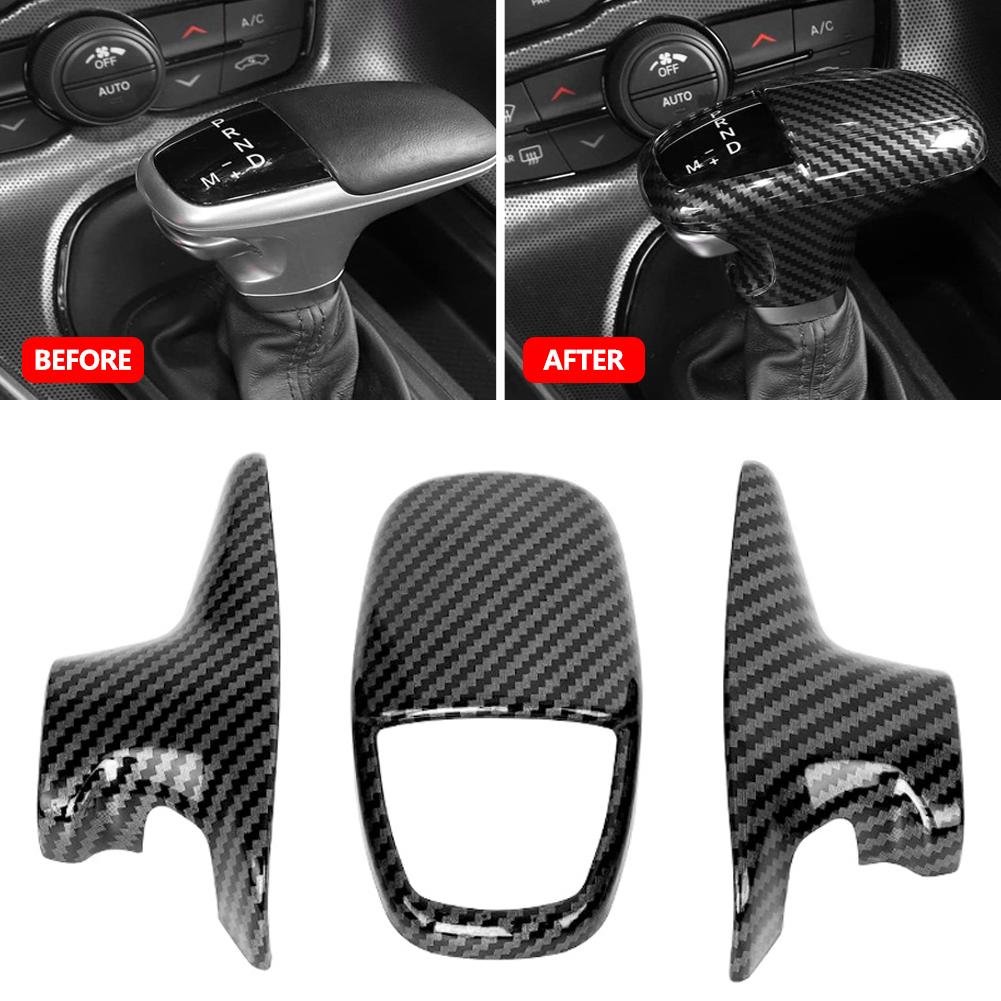 For Dodge Charger/Challenger 2015+Durango 2018+ Car Gear Shift Knob Decoration Cover Gear Shift Handle Sticker Carbon Fiber