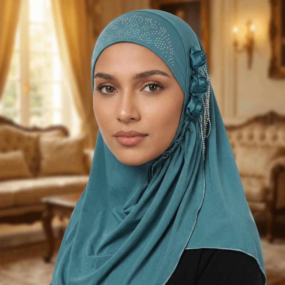 Classic Floral Women's Hijabs Full Cover Modest Wear Islamic Headscarf Tassel Prayer Hijab Instant Turban Spring Autumn Season