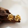 Vintage Polished Multi Layered Petals Ear Studs Stainless Steel Gold Plated Flower Shape Drop Earrings Femal Waterproof Jewelry