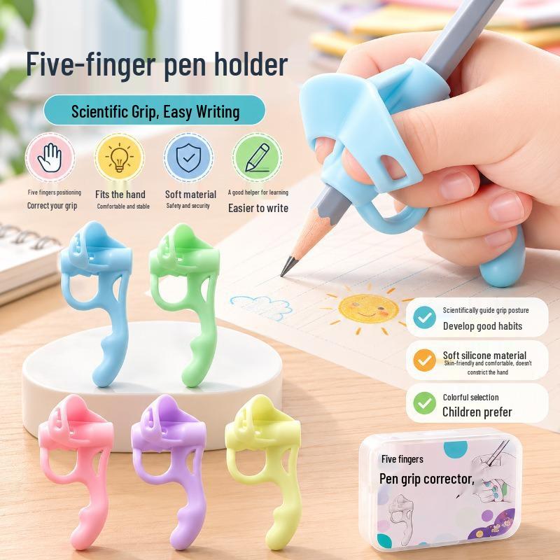 Five-Finger Silicone Pencil Grip for Kids: Corrects Writing Posture