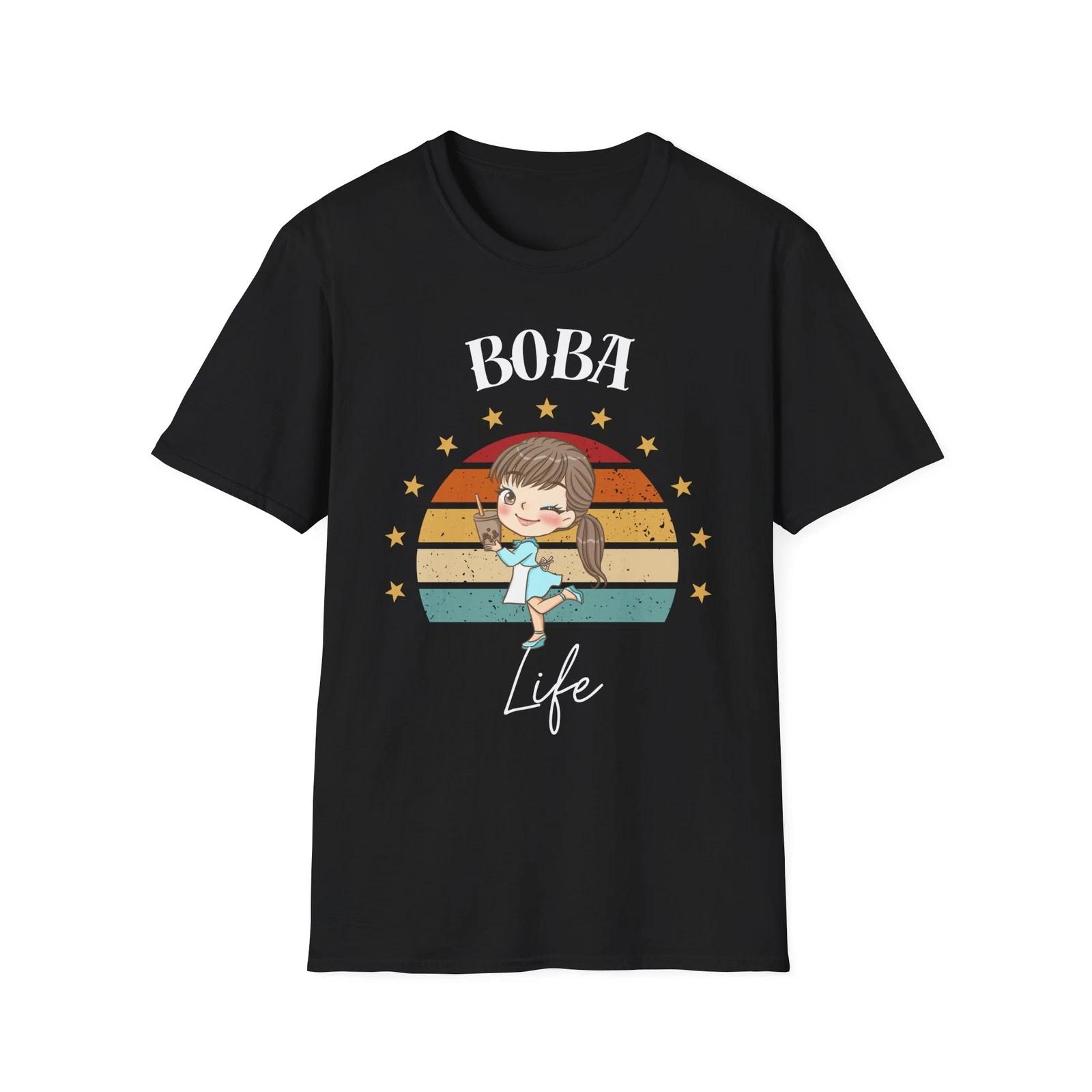 

Cute Retro Style Shirt with boba Design, funny T shirt M