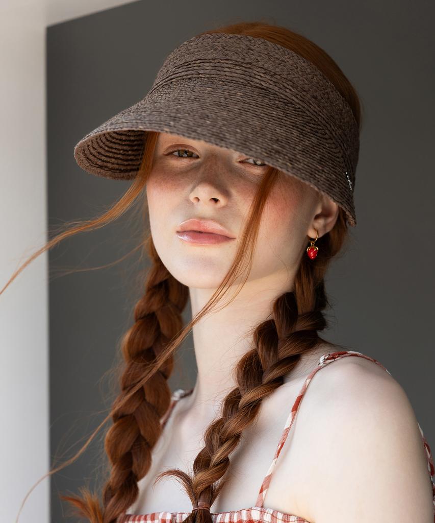 Tatiana Muted Natural Raffia Sun Visor Ht8177 Natural Grey