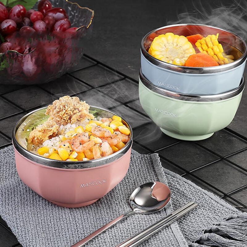 MAXCOOK 304 Stainless Steel Colorful Bowl 3-Piece Set
